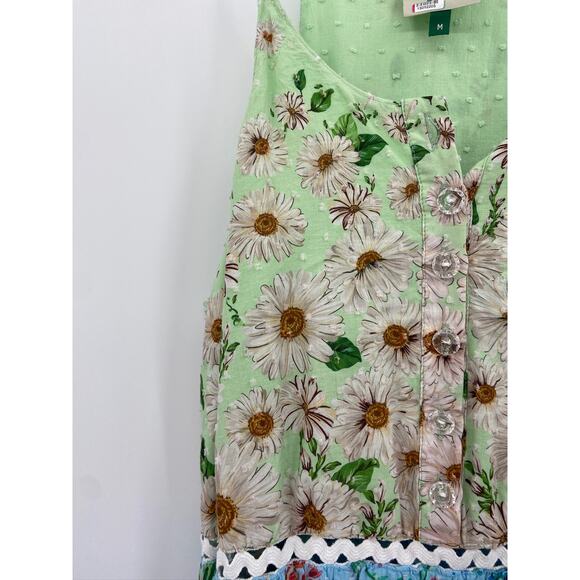 Farm Rio Mixed Floral Print Multicolor Tiered Paneled Halter Midi Dress Size M - Picture 5 of 7